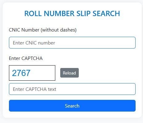ETEA Roll Number Slip 2026