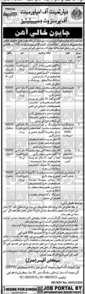 Sindh Darya Development & Port Water Distribution Jobs 2026