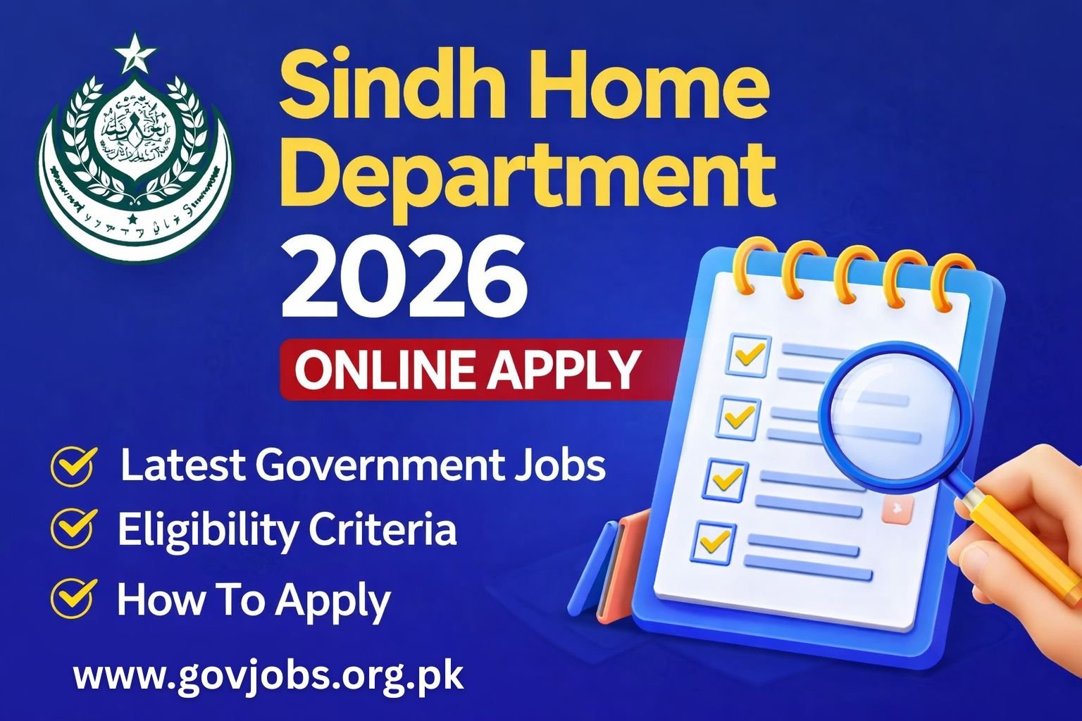 Sindh Home Department Jobs 2026 Online Apply