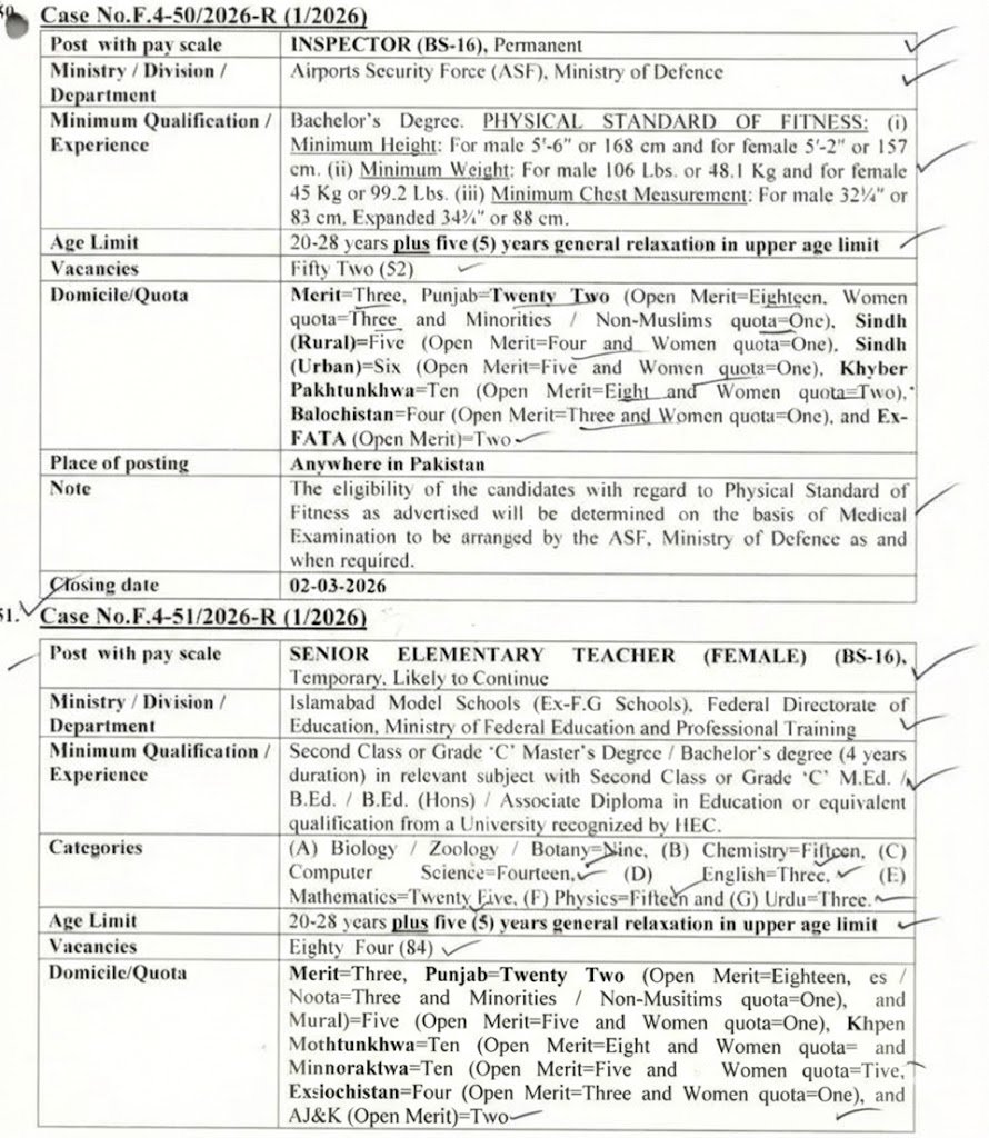 joinasf.gov.pk Jobs via FPSC